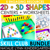2D and 3D Shapes Kindergarten Math Skill Club | Centers, W