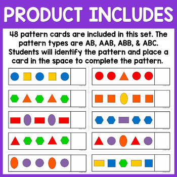 2d and 3d shapes pattern cards ab abc abb aab by pocketful of centers