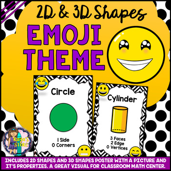 Preview of 2D and 3D Shapes Posters Emoji Theme BACK TO SCHOOL