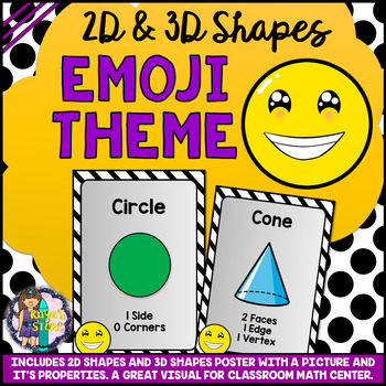 Preview of 2D and 3D Shapes Posters Emoji Theme Series 2 (Back to School)