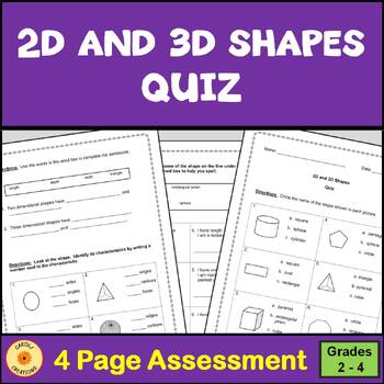 Preview of 2D and 3D Shapes Quiz with Easel Options