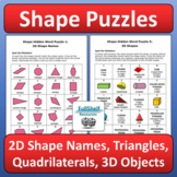 2D and 3D Shapes Review Worksheets Fun NO PREP Geometry Ac