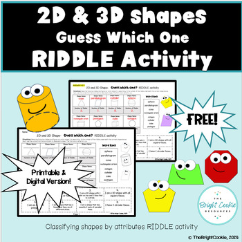 Preview of 2D and 3D Shapes- Riddle Activity- Identifying & analyzing shapes by attributes