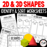 2D and 3D Shapes Sort and Identify Activities Worksheets -