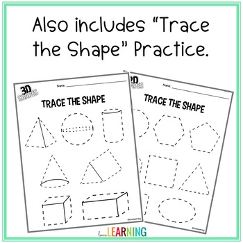 2d and 3d shapes sort and trace worksheets by love learning tpt