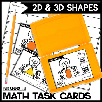 Preview of 2D and 3D Shapes Task Cards Geometry Activities