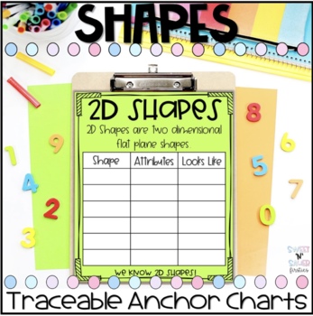 Preview of 2D and 3D Shapes Traceable Math Anchor Charts