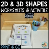 2D and 3D Shapes Worksheets & Activities for Kindergarten 