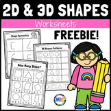 2D and 3D Shapes Worksheets | FREEBIE!