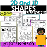 Summer Math 2D and 3D Shapes Worksheets Kindergarten Sort 