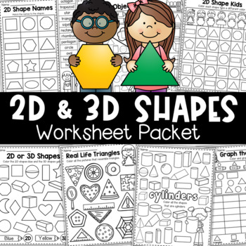 Preview of 2D and 3D Shapes Worksheets - MEGA PACK