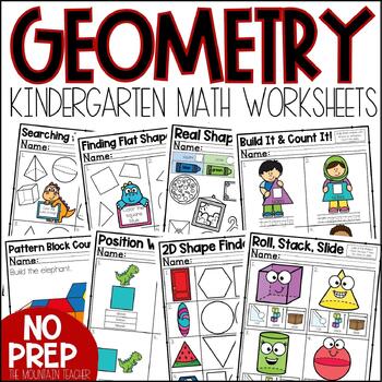 Preview of 2D and 3D Shapes Worksheets, Posters and Activities | Kindergarten Geometry Unit