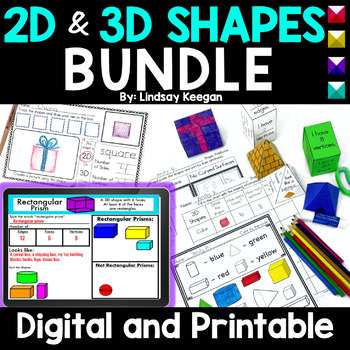Preview of 2D and 3D Shapes Worksheets and Activities Printable and Digital Math Bundle