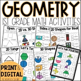 2D and 3D Shapes Worksheets and Fractions Activities - 1st