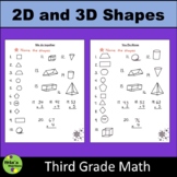 2D and 3D Shapes Worksheets for Third Grade Math