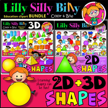 Preview of 2D and 3D Shapes with Kids - clipart BUNDLE. {Lilly Silly Billy}.