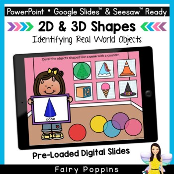 Preview of 2D & 3D Shapes Real World Objects - Google Slides™ & Seesaw™ Distance Learning