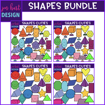 Preview of Shape Clip Art - 2D and 3D Shape Cuties Bundle {jen hart Clip Art}