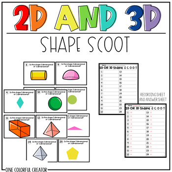 2D or 3D Shape Scoot and Game by One Colorful Creator | TPT