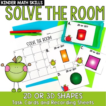 Preview of 2D or 3D Shape Solve the Room Kindergarten Task Card Math Center