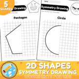 2D shape symmetry printable worksheets | Draw The Other Half