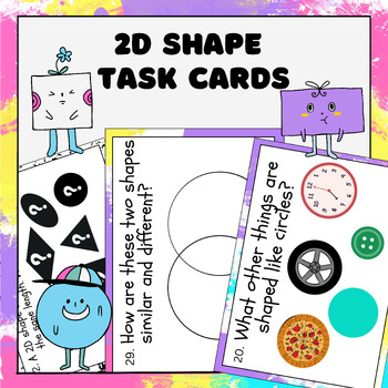 Preview of 2D shape task cards, attributes, activities, 2 two dimensional shapes