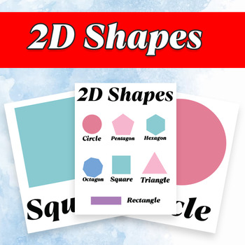 Preview of 2D shapes Poster | Classroom Decor for Shape | 2D shapes Flash Cards