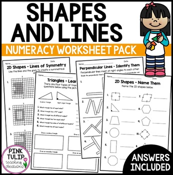 Preview of 2D Shapes, Lines, and Patterns - Worksheet Pack