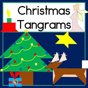 Preview of Christmas Printable Tangrams Congruent 2d Shapes Math Center & Worksheets