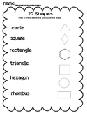 2D shapes draw a line to match worksheet