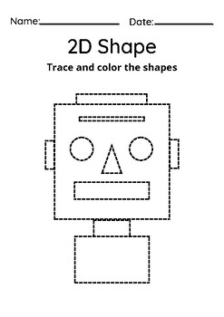 2D shapes figure: Trace and Color worksheets by Freedom Education