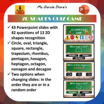 Preview of 2D shapes quiz game and Easel assessment