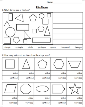 Preview of 2D shapes worksheet/assessment  [Editable]