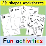 2D shapes worksheets / draw / shapes identification / basi
