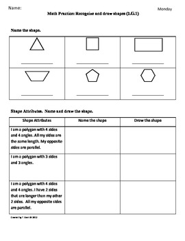 2g1 2d shapes part 1 2nd grade common core math worksheets 4th