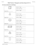 (2.G.1) 3D Shapes 2nd Grade Common Core Math Worksheets Part B