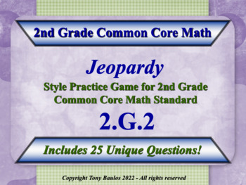 Preview of 2.G.2 2nd Grade Math Jeopardy  Partition Rectangle Into Rows & Columns w/ Google
