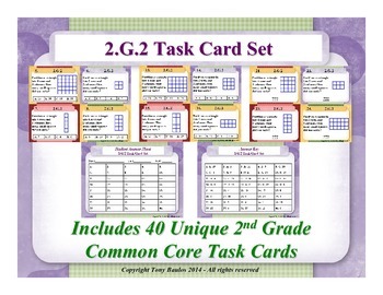 Preview of 2.G.2 2nd Grade Math Task Cards - Partition a Rectangle Into Rows and Columns