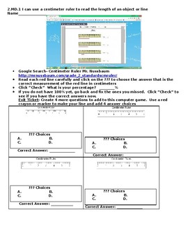 Preview of 2MD.1 Reading a cm Ruler Technology Center