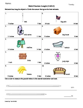 2md2 length 2nd grade common core math worksheets by tonya gent