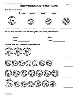 2md8 money 2nd grade common core math worksheets