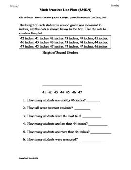 Preview of (2.MD.9) Line Plots -2nd Grade Common Core Math Worksheets
