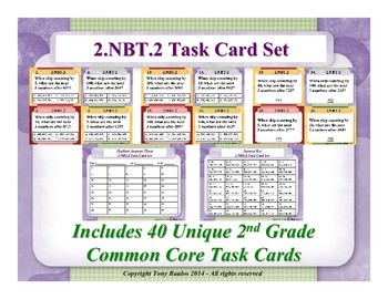 Preview of 2.NBT.2 2nd Grade Math Task Cards - Place Value, Skip Count by 5, 10, 100