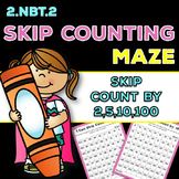 2.NBT.2 Skip Count 5,10,100: Color the Path Through the Maze!
