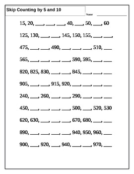 2.Nbt.2 Skip Counting By 5 And 10 Worksheet - 2 By Lauren Ross | Tpt