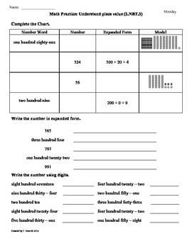 expanded form worksheet 2nd grade teachers pay teachers