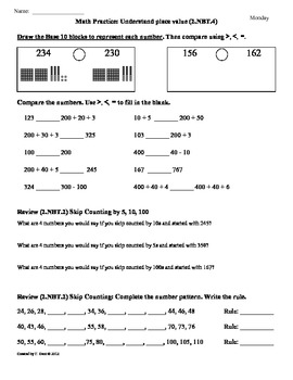 Preview of (2.NBT.4) Greater Than & Less Than -2nd Grade Math Worksheets