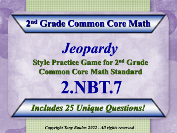 Preview of 2.NBT.7 2nd Grade Math Jeopardy - Add And Subtract Within 1000 w/ Google Slides