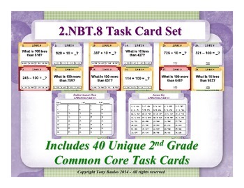 Preview of 2.NBT.8 2nd Grade Math Task Cards - 2 NBT.8 Mentally Add or Subtract 10 or 100