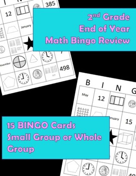 Preview of 2ND GRADE- END OF YEAR- MATH BINGO REVIEW